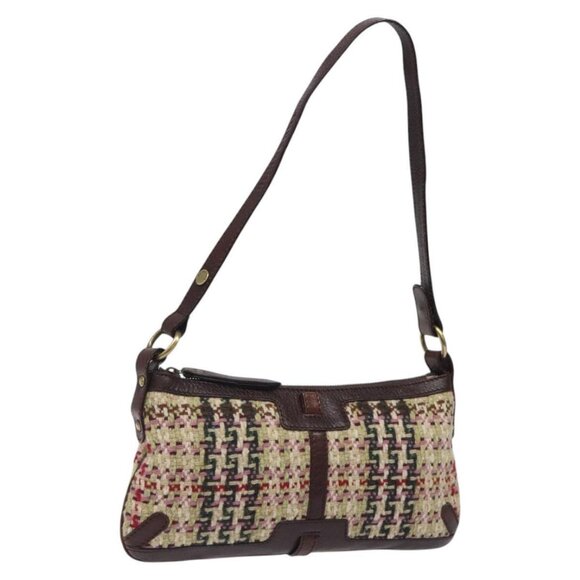BURBERRY Shoulder Bag Wool Beige Auth BD1264 - Picture 1 of 16